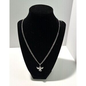 Dalmata Cherub Necklace Silvertone 21 In